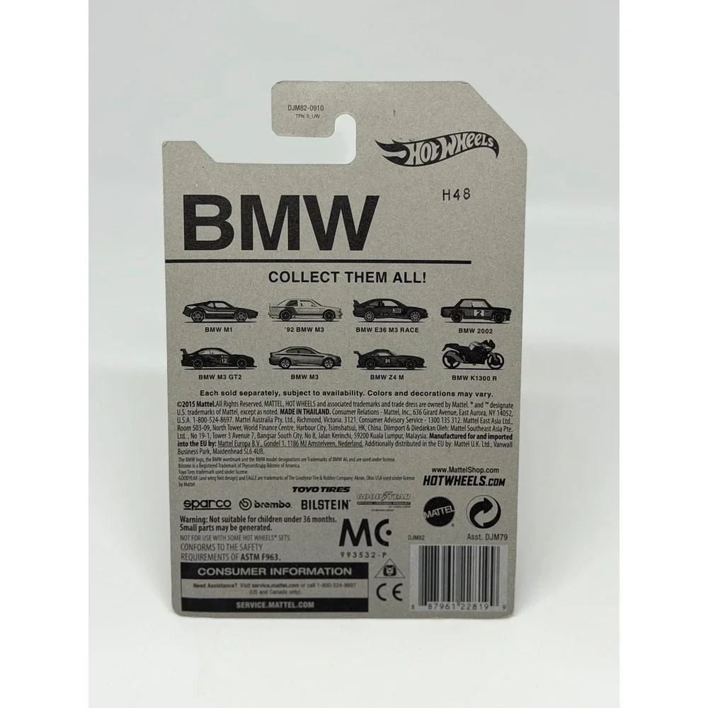Hot Wheels BMW E36 M3 Race Orange 2015 BMW Series 3/8 Diecast Car Toy DJM82-0910